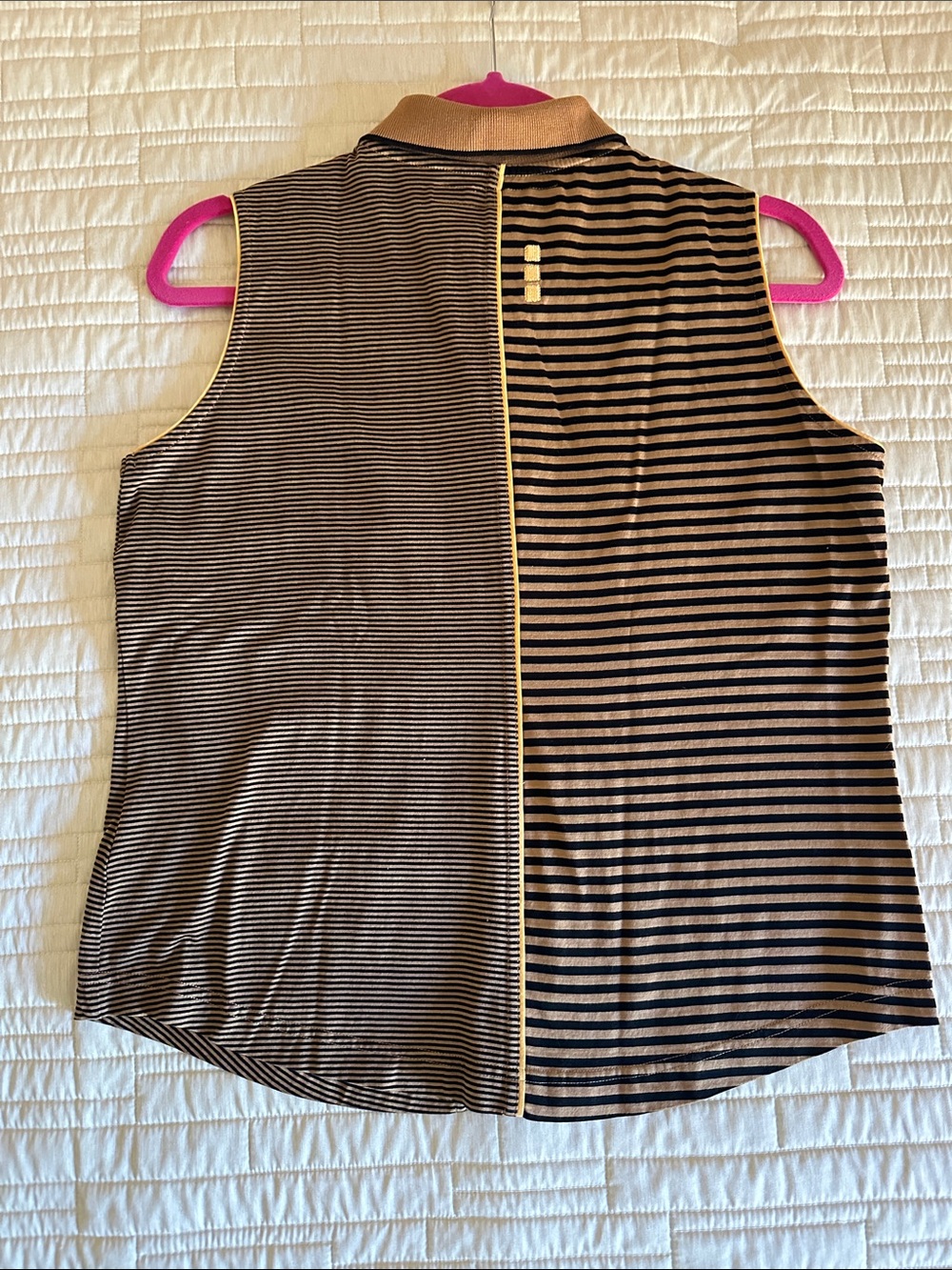 jamie sadock Brown and Yellow Striped Sleeveless Polo Tank - Picture 5 of 6